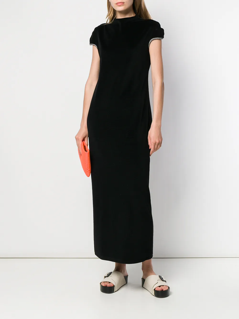 Femme Yohji Yamamoto Robe Longue à Bordures Contrastantes 4 Femme Yohji Yamamoto Robe Longue à Bordures Contrastantes – Image 2