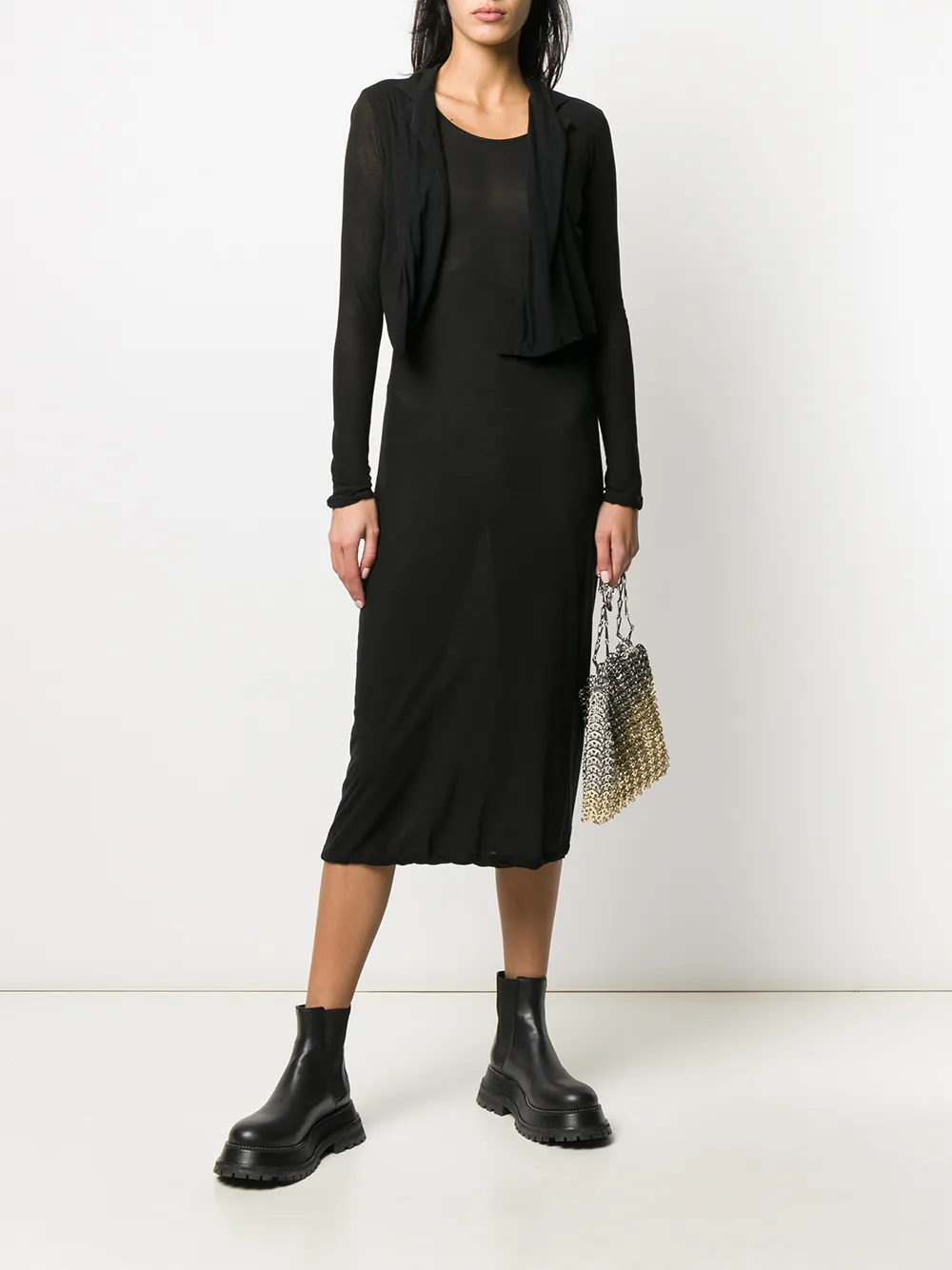 Femme Yohji Yamamoto Robe Ajustée à Détail De Veste Superposée 4 Femme Yohji Yamamoto Robe Ajustée à Détail De Veste Superposée – Image 2
