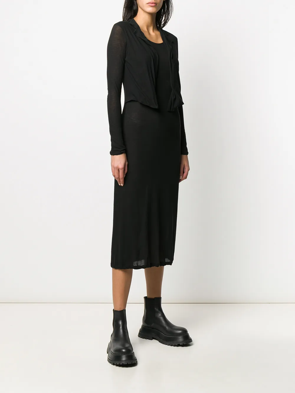 Femme Yohji Yamamoto Robe Ajustée à Détail De Veste Superposée 5 Femme Yohji Yamamoto Robe Ajustée à Détail De Veste Superposée – Image 3