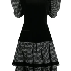 Femme Valentino Garavani Robe Volantée à Manches Bouffantes (années 1980)