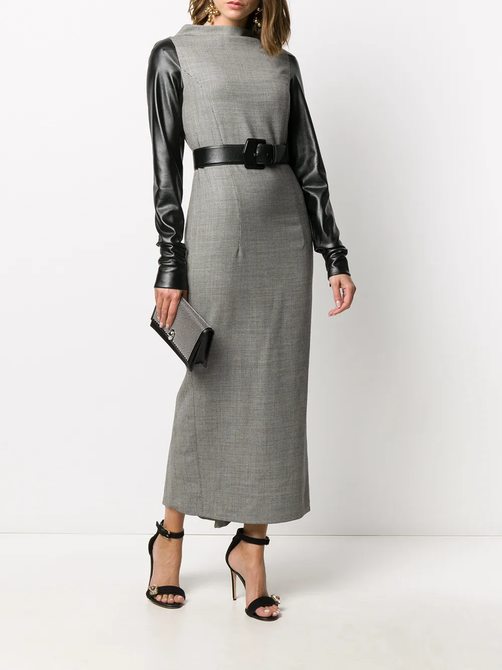 GIANFRANCO FERRE Femme Gianfranco Ferré Robe Longue à Manches Contrastantes (années 2000) 4 GIANFRANCO FERRE Femme Gianfranco Ferré Robe Longue à Manches Contrastantes (années 2000) – Image 2