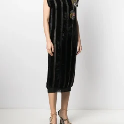 Femme A.N.G.E.L.O. Vintage Cult Robe Rayée à Sequins Brodés (années 1990) -Promos Féerie Jupe Boutique 16069420 30191745 1000