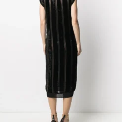 Femme A.N.G.E.L.O. Vintage Cult Robe Rayée à Sequins Brodés (années 1990) -Promos Féerie Jupe Boutique 16069420 30192429 1000