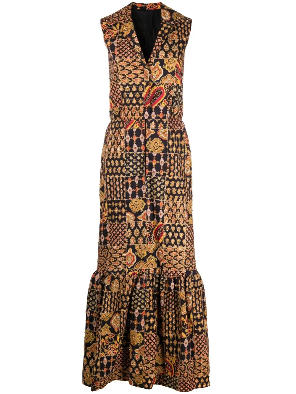 Femme A.N.G.E.L.O. Vintage Cult Robe Longue à Imprimé Cachemire (années 1960) 3 Femme A.N.G.E.L.O. Vintage Cult Robe Longue à Imprimé Cachemire (années 1960)