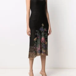 Femme A.N.G.E.L.O. Vintage Cult Robe En Maille Fine à Fleurs Brodées (années 1990) -Promos Féerie Jupe Boutique 16702656 33034560 1000