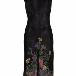 Femme A.N.G.E.L.O. Vintage Cult Robe En Maille Fine à Fleurs Brodées (années 1990)