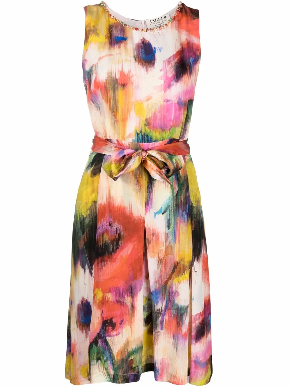 Femme A.N.G.E.L.O. Vintage Cult Robe Ceinturée à Imprimé Abstrait (années 1990) 3 Femme A.N.G.E.L.O. Vintage Cult Robe Ceinturée à Imprimé Abstrait (années 1990)