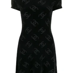 Femme CHANEL Robe Courte à Logo Imprimé (années 1990)