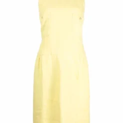 Femme CHANEL Robe En Lin à Bretelles Croisées (1996)