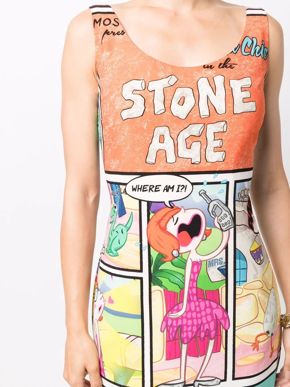 Femme Moschino Robe Imprimée Stone Age Sans Manches 7 Femme Moschino Robe Imprimée Stone Age Sans Manches – Image 5