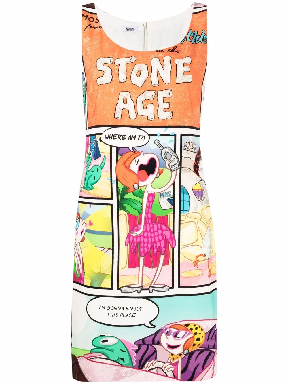 Femme Moschino Robe Imprimée Stone Age Sans Manches 3 Femme Moschino Robe Imprimée Stone Age Sans Manches