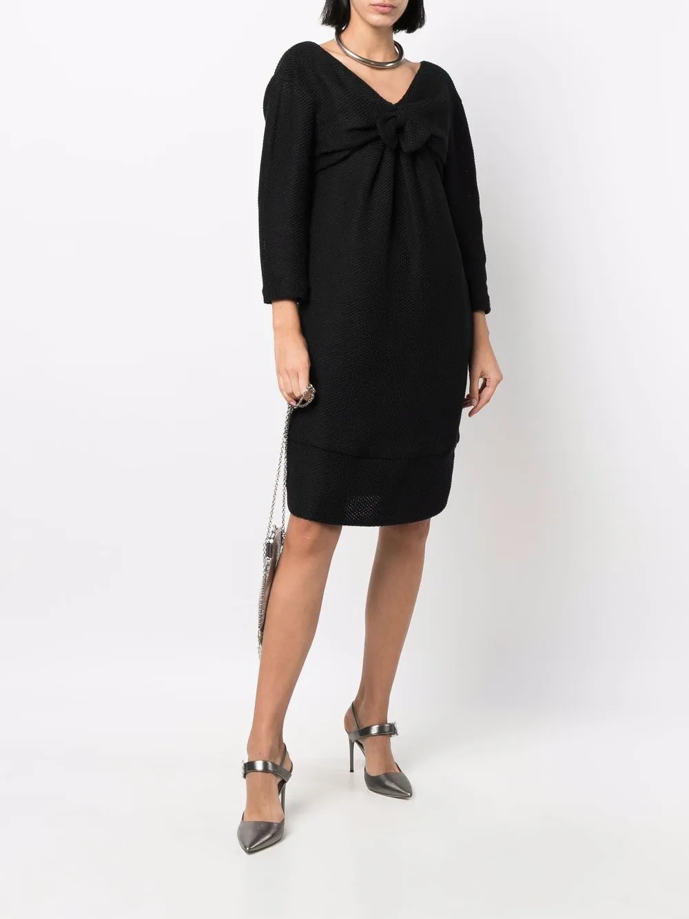 Femme CHANEL Robe Froncée à Détail De Nœud 4 Femme CHANEL Robe Froncée à Détail De Nœud – Image 2