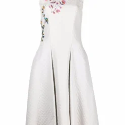 Femme Christian Dior Robe Mi-longue à Fleurs Brodées Pre-owned (2015)