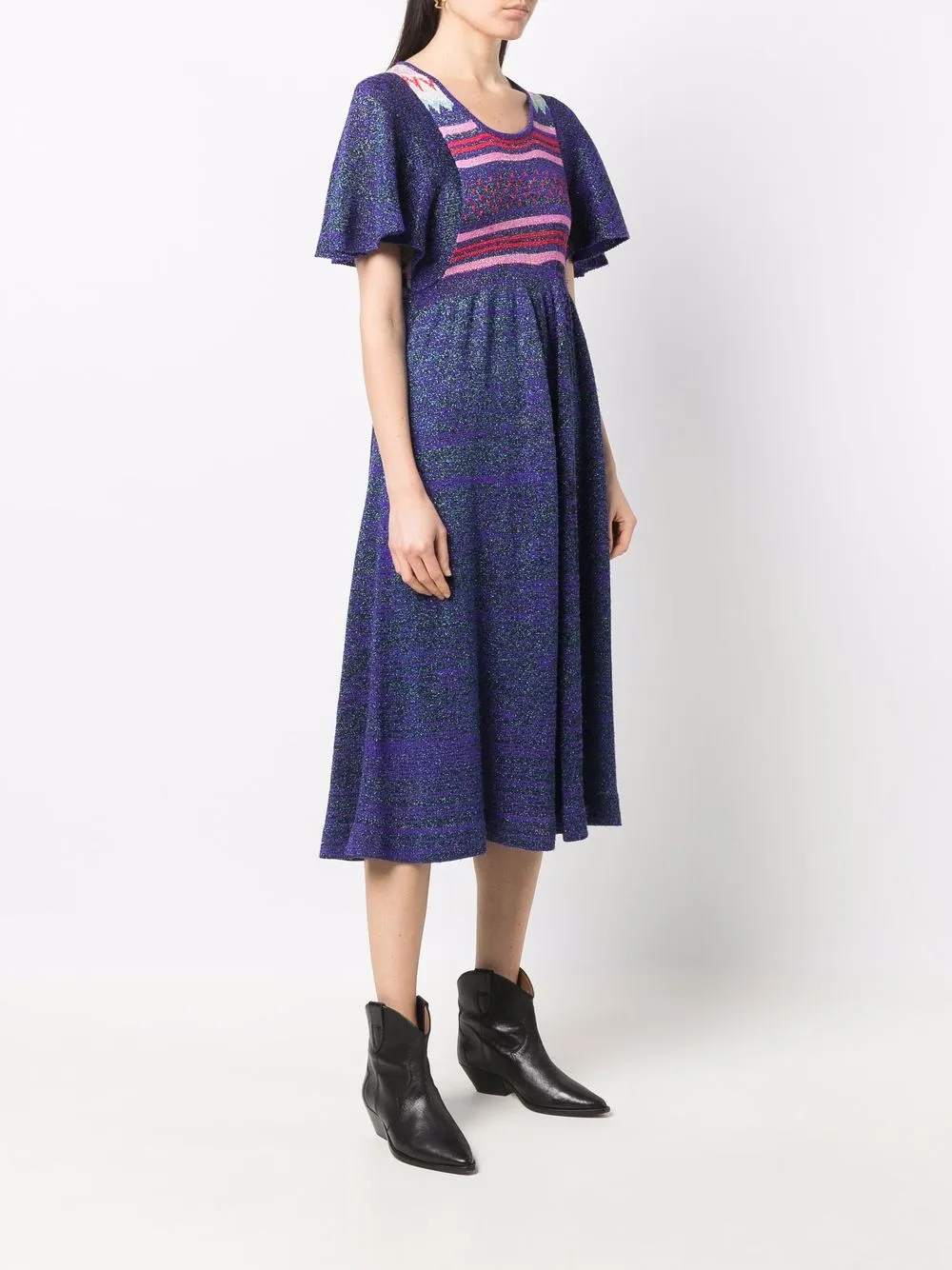 Femme Kansai Yamamoto Robe Mi-longue En Maille Intarsia (années 1980) 5 Femme Kansai Yamamoto Robe Mi-longue En Maille Intarsia (années 1980) – Image 3