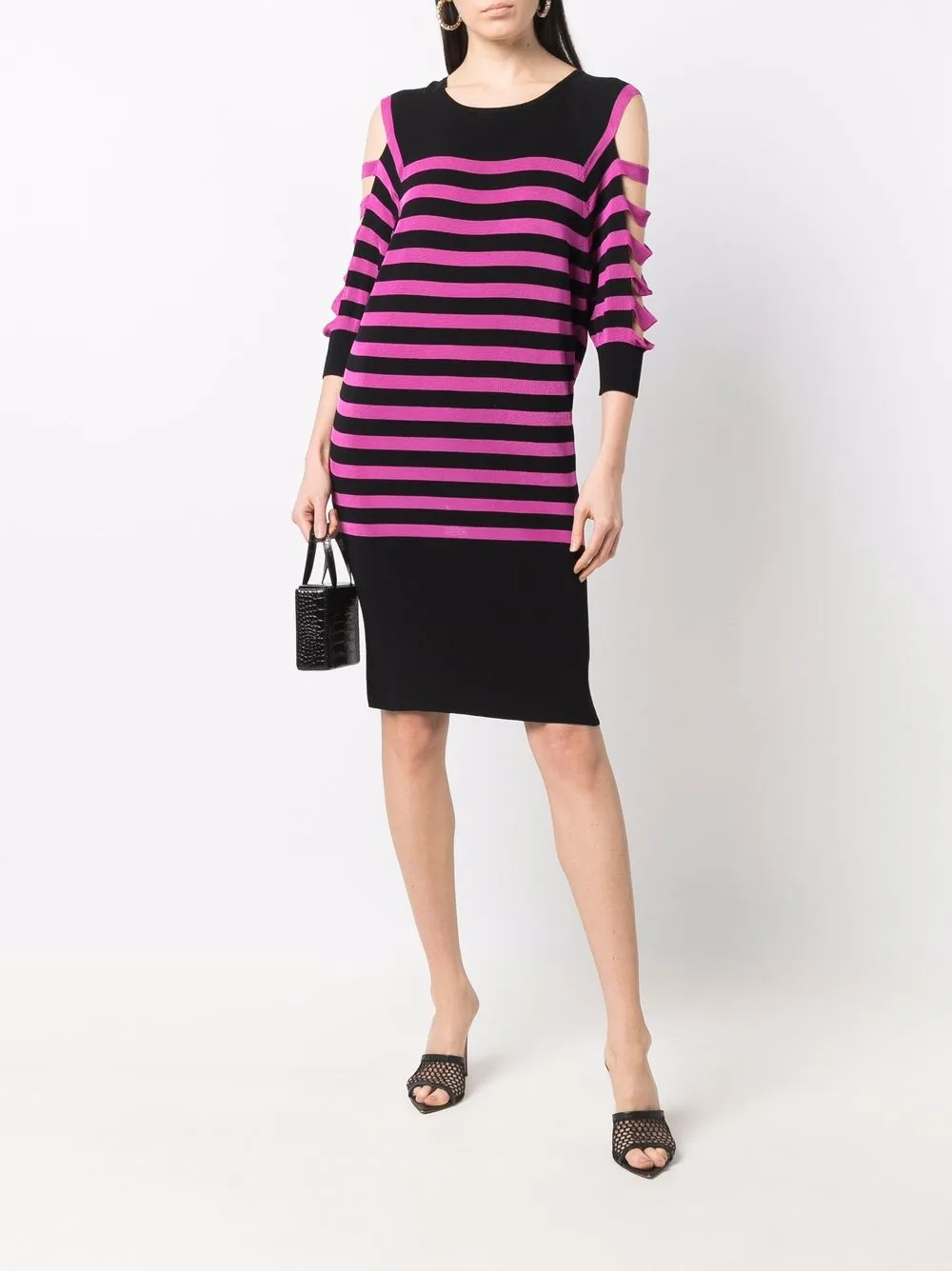 Femme Jean Paul Gaultier Robe Rayée à Découpes (années 2000) 4 Femme Jean Paul Gaultier Robe Rayée à Découpes (années 2000) – Image 2