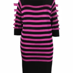 Femme Jean Paul Gaultier Robe Rayée à Découpes (années 2000)