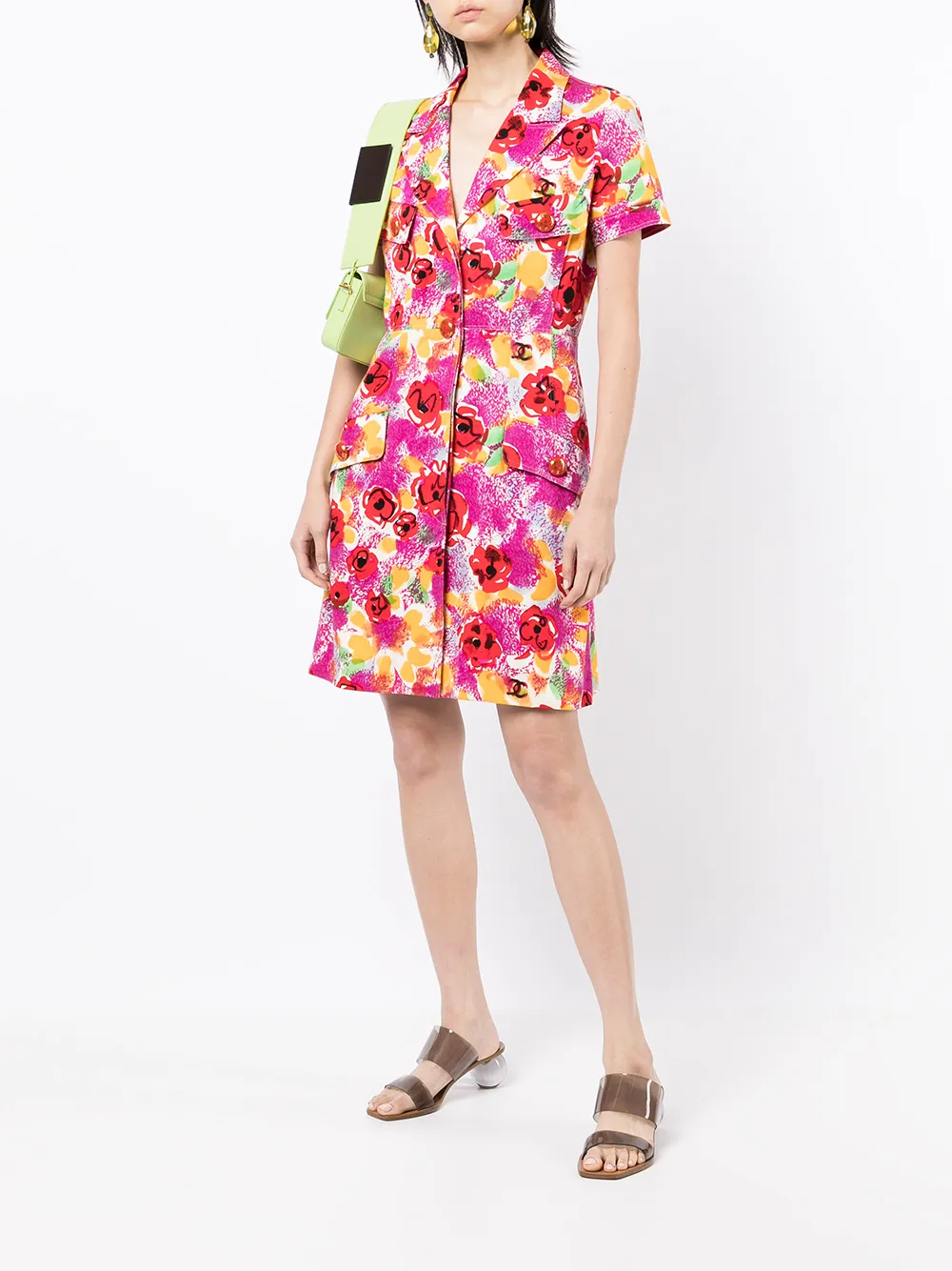 Femme CHANEL Robe-chemise à Fleurs (1997) 4 Femme CHANEL Robe-chemise à Fleurs (1997) – Image 2