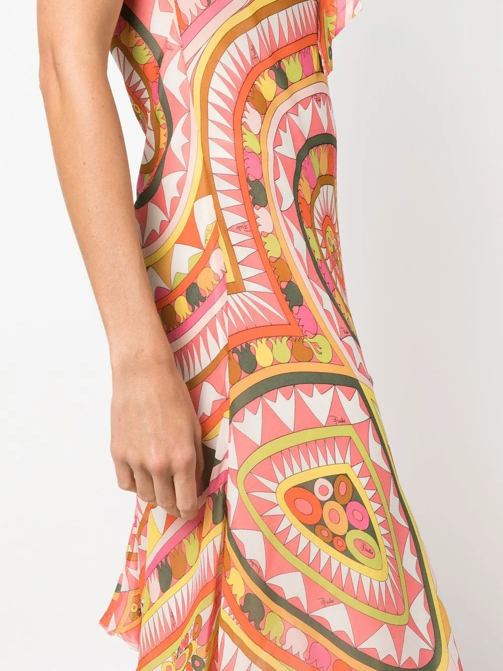 Femme PUCCI Robe En Soie à Imprimé Graphique (années 1970) 7 Femme PUCCI Robe En Soie à Imprimé Graphique (années 1970) – Image 5