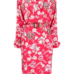 Femme CHANEL Robe Camélia à Manches Longues (années 1980-1990)