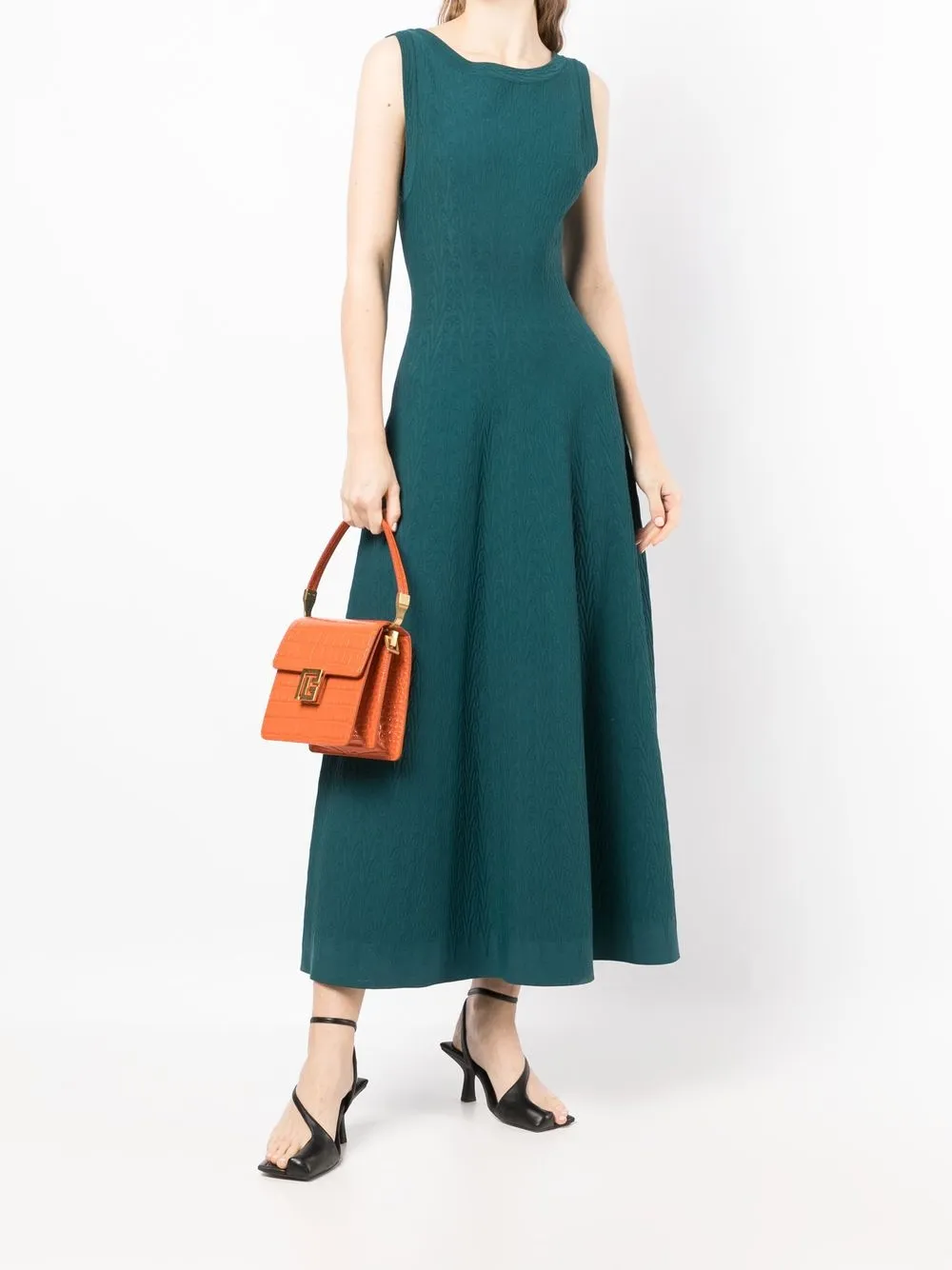 ALAIA Femme Alaïa Robe Longue évasée à Motif En Jacquard (années 2010) 4 ALAIA Femme Alaïa Robe Longue évasée à Motif En Jacquard (années 2010) – Image 2