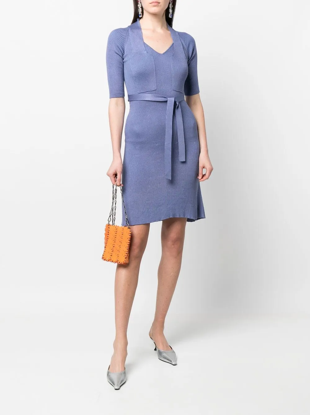 Femme Christian Dior Robe En Maille Nervurée à Taille Ceinturée Pre-owned (2010) 4 Femme Christian Dior Robe En Maille Nervurée à Taille Ceinturée Pre-owned (2010) – Image 2