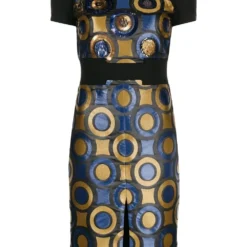 Femme Versace Robe Imprimée à Manches Courtes