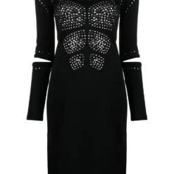 Femme Versace Robe Cintrée à Détails De Clous (2010)