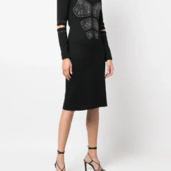 Femme Versace Robe Cintrée à Détails De Clous (2010) -Promos Féerie Jupe Boutique 18460019 39915487 1000