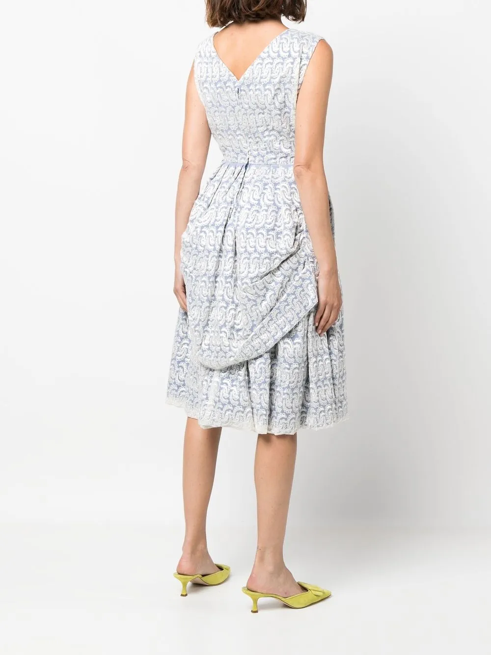 Femme A.N.G.E.L.O. Vintage Cult Robe Froncée à Motif Géométrique (années 1950) 6 Femme A.N.G.E.L.O. Vintage Cult Robe Froncée à Motif Géométrique (années 1950) – Image 4