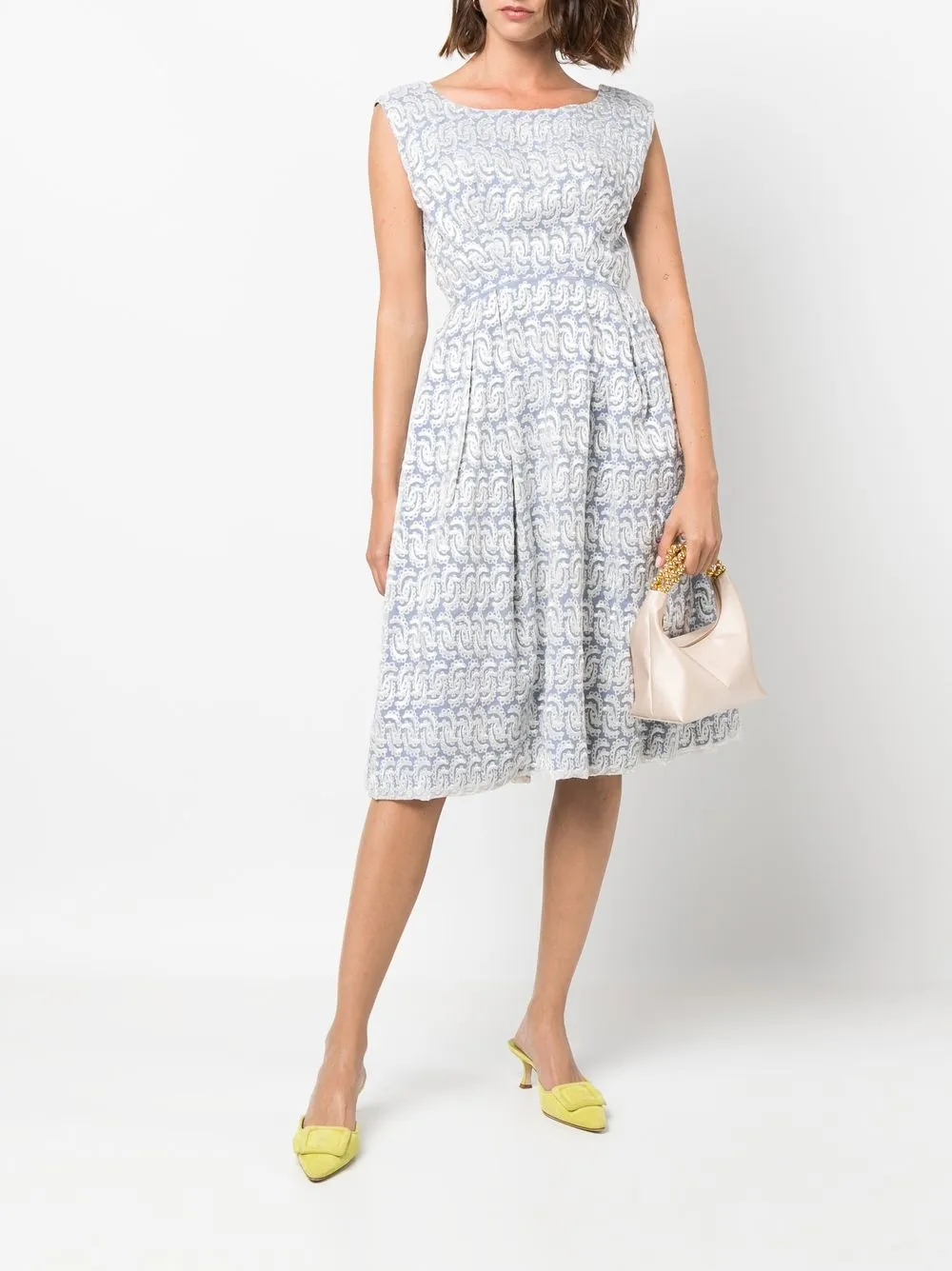 Femme A.N.G.E.L.O. Vintage Cult Robe Froncée à Motif Géométrique (années 1950) 4 Femme A.N.G.E.L.O. Vintage Cult Robe Froncée à Motif Géométrique (années 1950) – Image 2