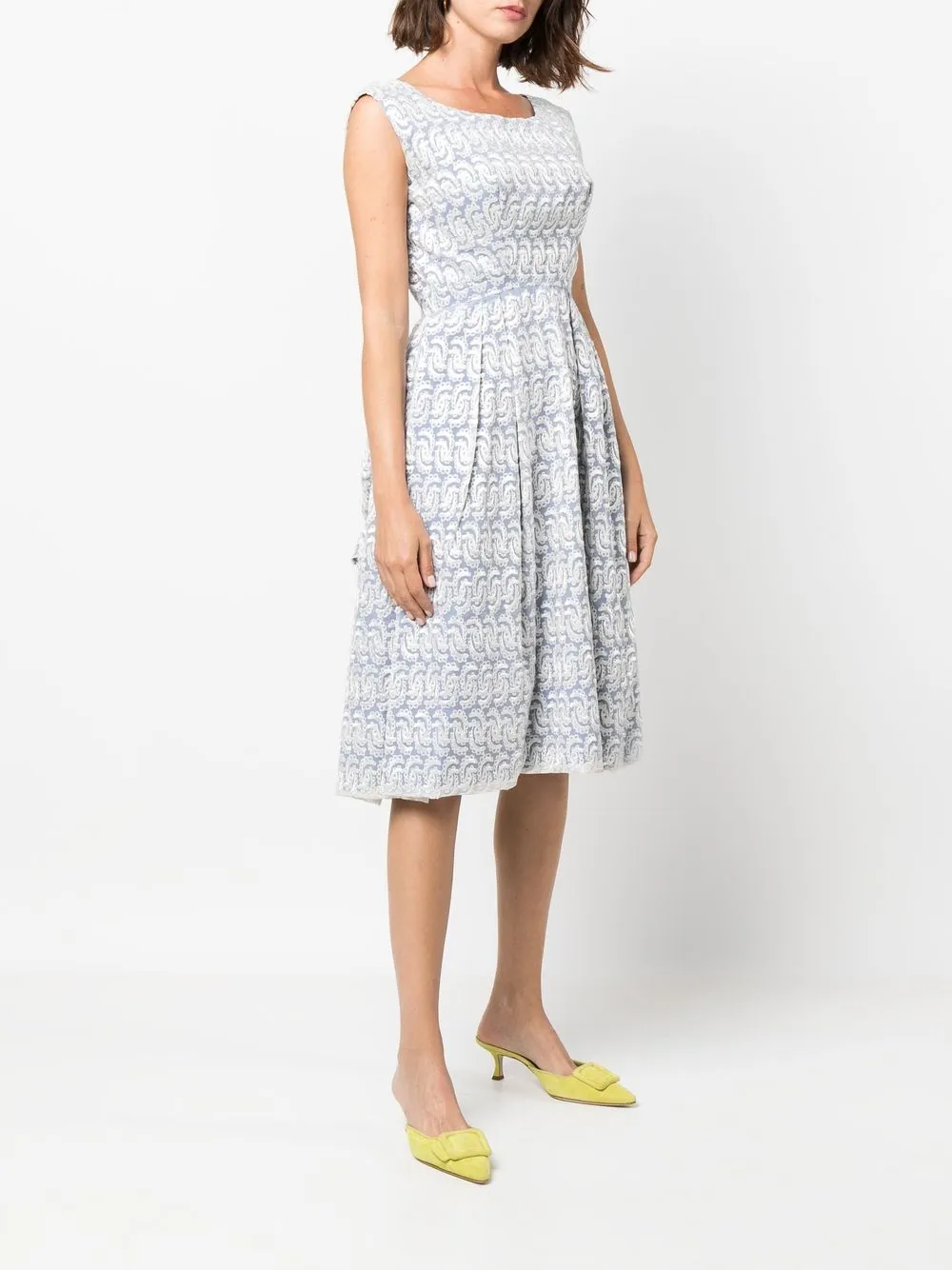 Femme A.N.G.E.L.O. Vintage Cult Robe Froncée à Motif Géométrique (années 1950) 5 Femme A.N.G.E.L.O. Vintage Cult Robe Froncée à Motif Géométrique (années 1950) – Image 3