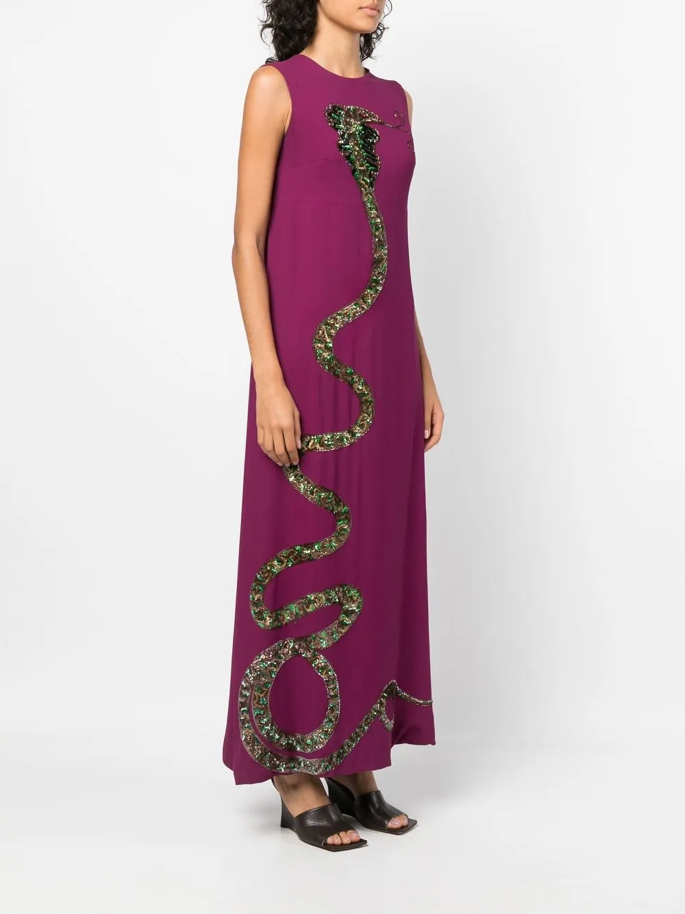 Femme A.N.G.E.L.O. Vintage Cult Robe Sans Manches Brodée De Sequins à Motif Serpent (années 1990) 5 Femme A.N.G.E.L.O. Vintage Cult Robe Sans Manches Brodée De Sequins à Motif Serpent (années 1990) – Image 3