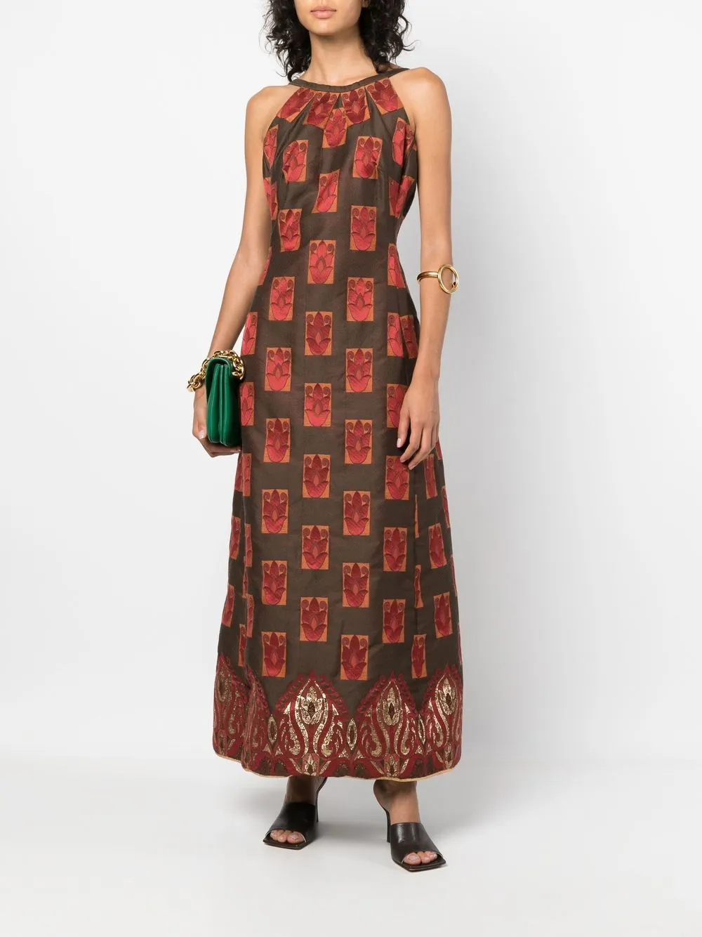 Femme A.N.G.E.L.O. Vintage Cult Robe Sans Manches En Soie à Motif En Jacquard (années 1960) 4 Femme A.N.G.E.L.O. Vintage Cult Robe Sans Manches En Soie à Motif En Jacquard (années 1960) – Image 2