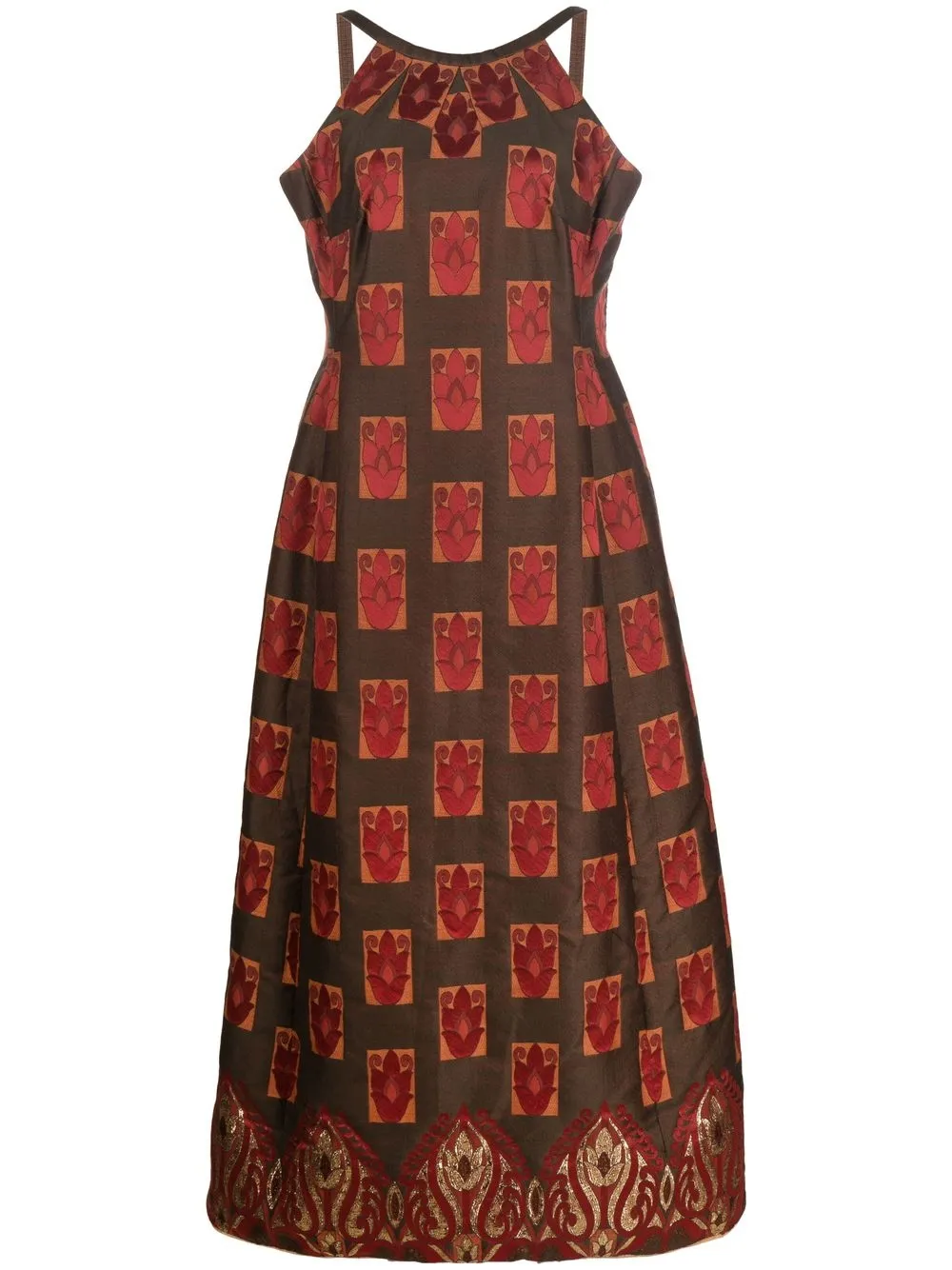 Femme A.N.G.E.L.O. Vintage Cult Robe Sans Manches En Soie à Motif En Jacquard (années 1960) 3 Femme A.N.G.E.L.O. Vintage Cult Robe Sans Manches En Soie à Motif En Jacquard (années 1960)