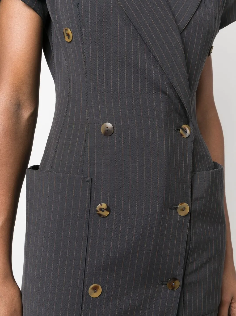 Femme Jean Paul Gaultier Robe Rayée à Boutonnière Croisée (années 1980) 7 Femme Jean Paul Gaultier Robe Rayée à Boutonnière Croisée (années 1980) – Image 5