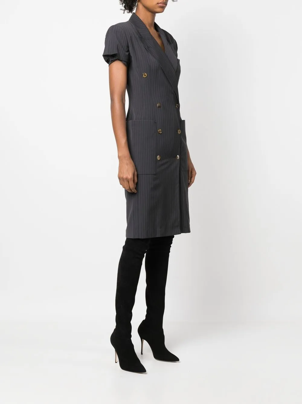 Femme Jean Paul Gaultier Robe Rayée à Boutonnière Croisée (années 1980) 5 Femme Jean Paul Gaultier Robe Rayée à Boutonnière Croisée (années 1980) – Image 3