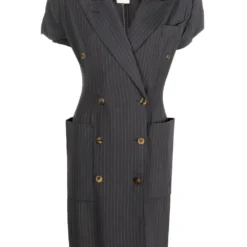 Femme Jean Paul Gaultier Robe Rayée à Boutonnière Croisée (années 1980)