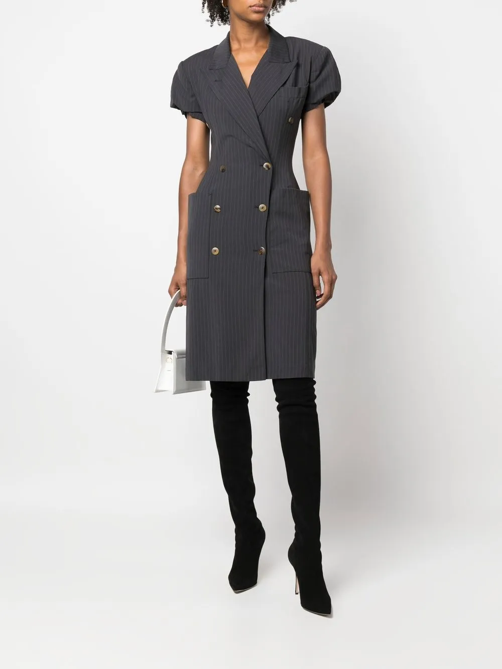 Femme Jean Paul Gaultier Robe Rayée à Boutonnière Croisée (années 1980) 4 Femme Jean Paul Gaultier Robe Rayée à Boutonnière Croisée (années 1980) – Image 2