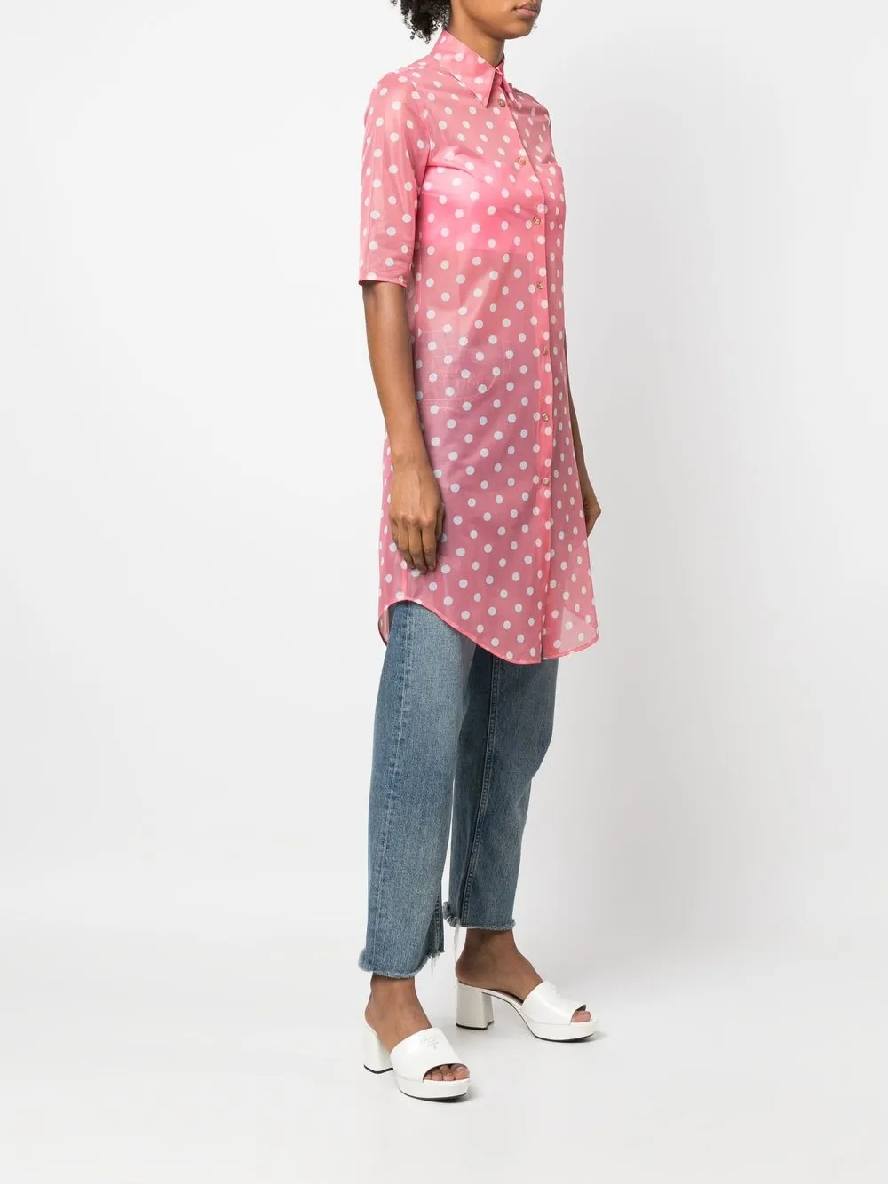 Femme Jean Paul Gaultier Robe-chemise à Pois (années 1990) 5 Femme Jean Paul Gaultier Robe-chemise à Pois (années 1990) – Image 3