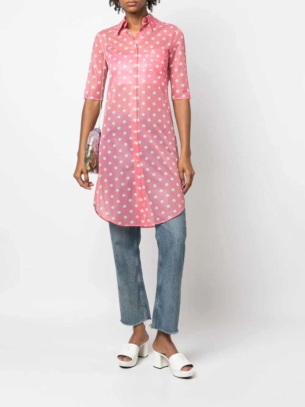 Femme Jean Paul Gaultier Robe-chemise à Pois (années 1990) 4 Femme Jean Paul Gaultier Robe-chemise à Pois (années 1990) – Image 2