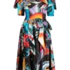 Femme Moschino Robe évasée à Imprimé Graphique (2010) 2 Femme Moschino Robe évasée à Imprimé Graphique (2010) -Promos Féerie Jupe Boutique 18781786 41354230 1000