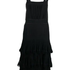 Femme CHANEL Robe Volantée à Design Superposé (2005)