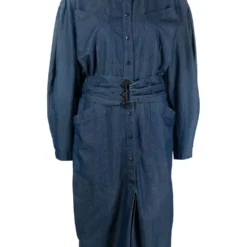 Femme Thierry Mugler Robe Mi-longue Ceinturée En Jean