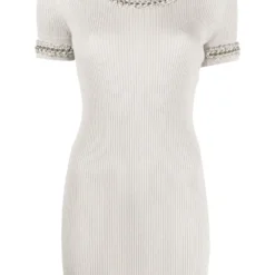 Femme CHANEL Robe En Maille Nervurée à Détail De Chaine (2010)