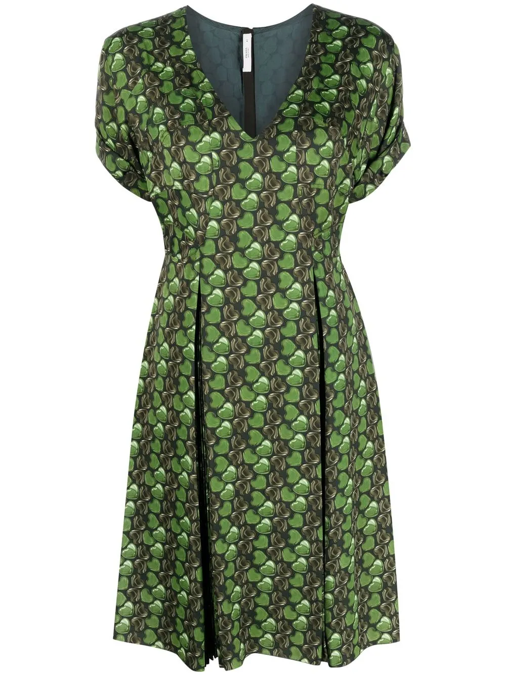 Femme Prada Robe Plissée à Imprimé Cœur (années 2000)