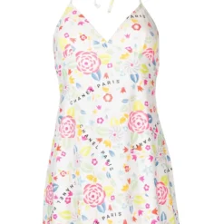Femme CHANEL Robe Courte Imprimée à Dos Nu (années 1990)