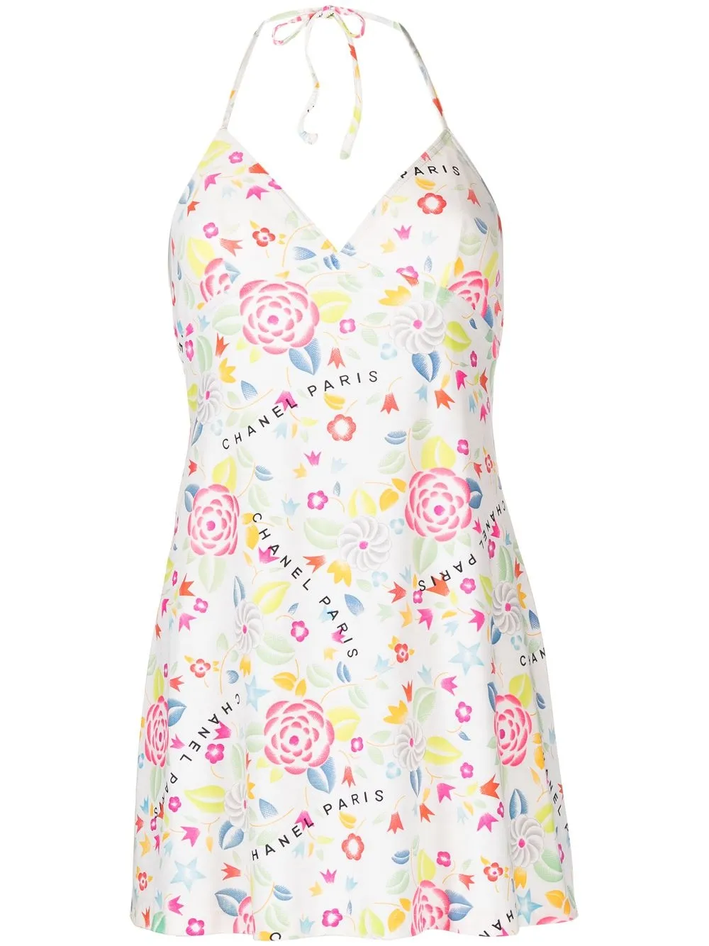 Femme CHANEL Robe Courte Imprimée à Dos Nu (années 1990) 3 Femme CHANEL Robe Courte Imprimée à Dos Nu (années 1990)