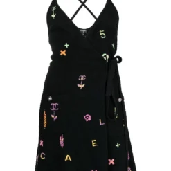 Femme CHANEL Robe Portefeuille à Logo Imprimé