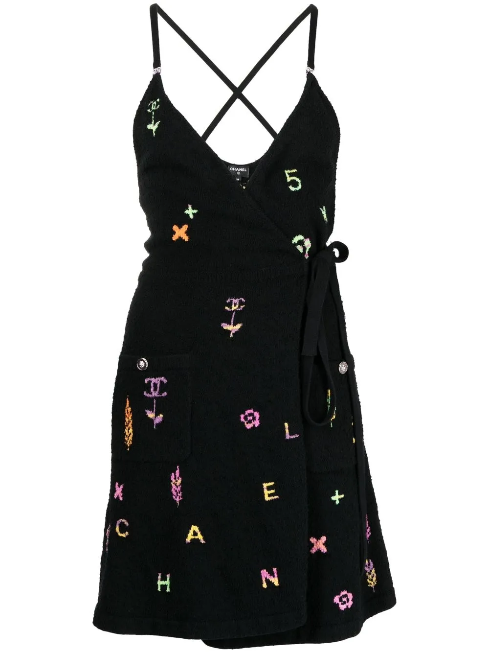 Femme CHANEL Robe Portefeuille à Logo Imprimé 3 Femme CHANEL Robe Portefeuille à Logo Imprimé