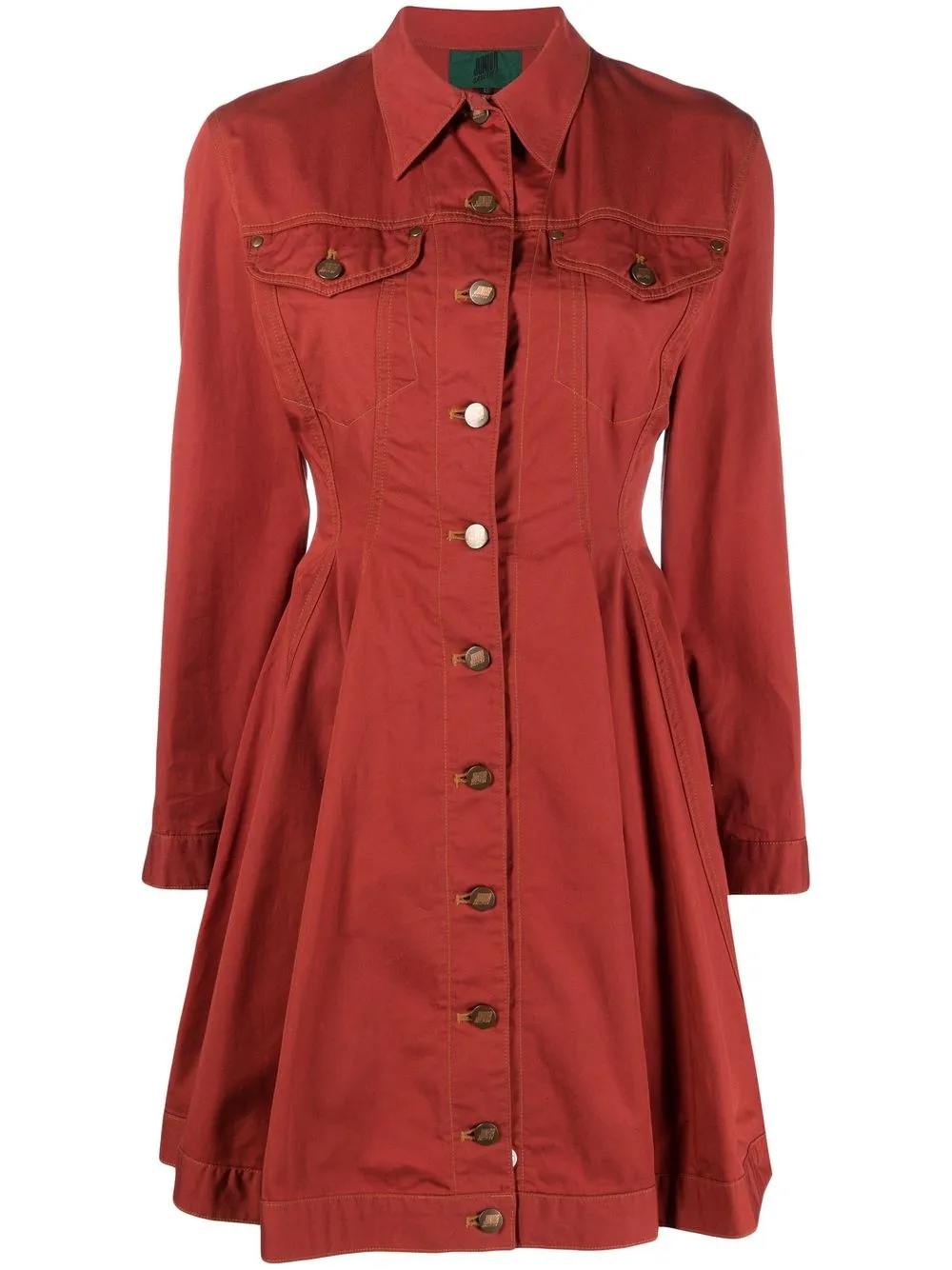 Femme Jean Paul Gaultier Robe En Jean 1989 à Boutons Logo 3 Femme Jean Paul Gaultier Robe En Jean 1989 à Boutons Logo